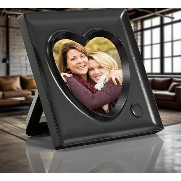 Heart Shape Voice Recording Photo Frame - 20 Seconds Recordable Keepsake - 3.9x3.9 Inch Tabletop Display for Graduation Christmas Birthday - Reusable Personalized Gift for Wedding Home Office Decor