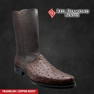Red Diamond Franklin Boot Original Ostrich Brown