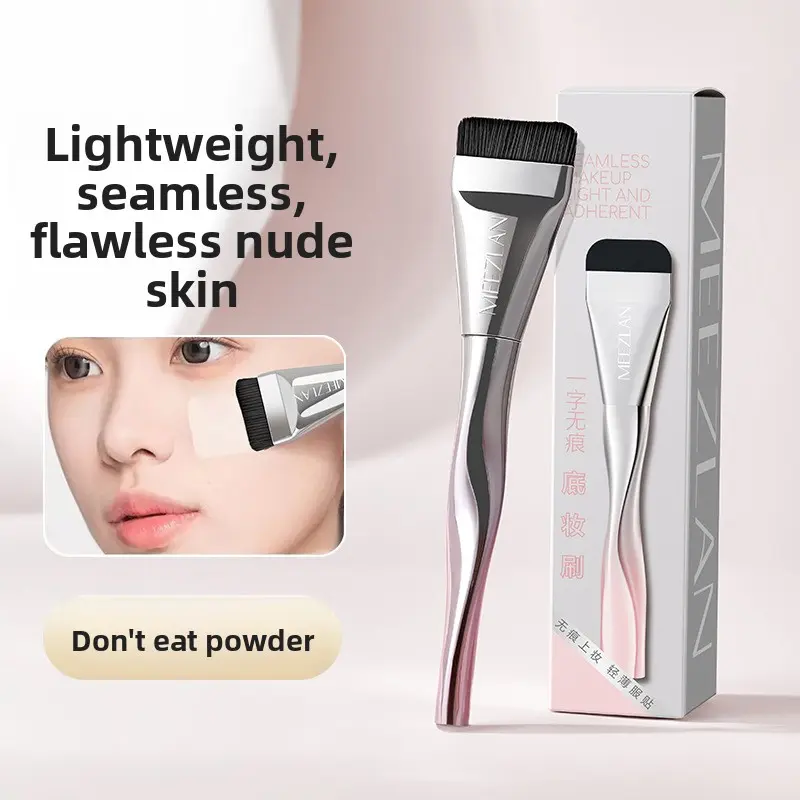 Seamless flat foundation brush, Face Makeup Brushes. Soft & skin-friendly, less powder waste. Applies makeup evenly without streaks, perfect for smooth daily base makeup.