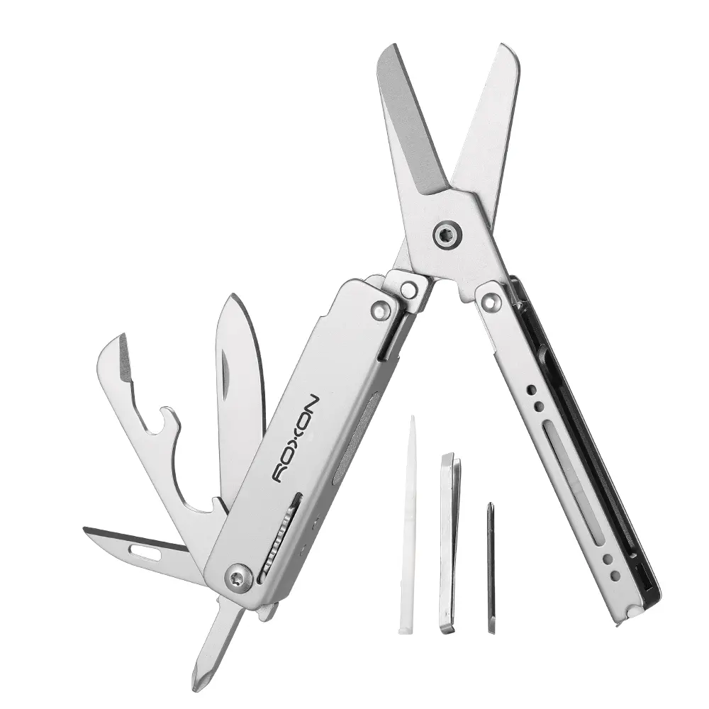 ROXON M3 13-in-1 EDC Multi Tool with Knife, Scissors, Toothpick & Tweezers - Compact Exquisite Practical Hardware Multitool