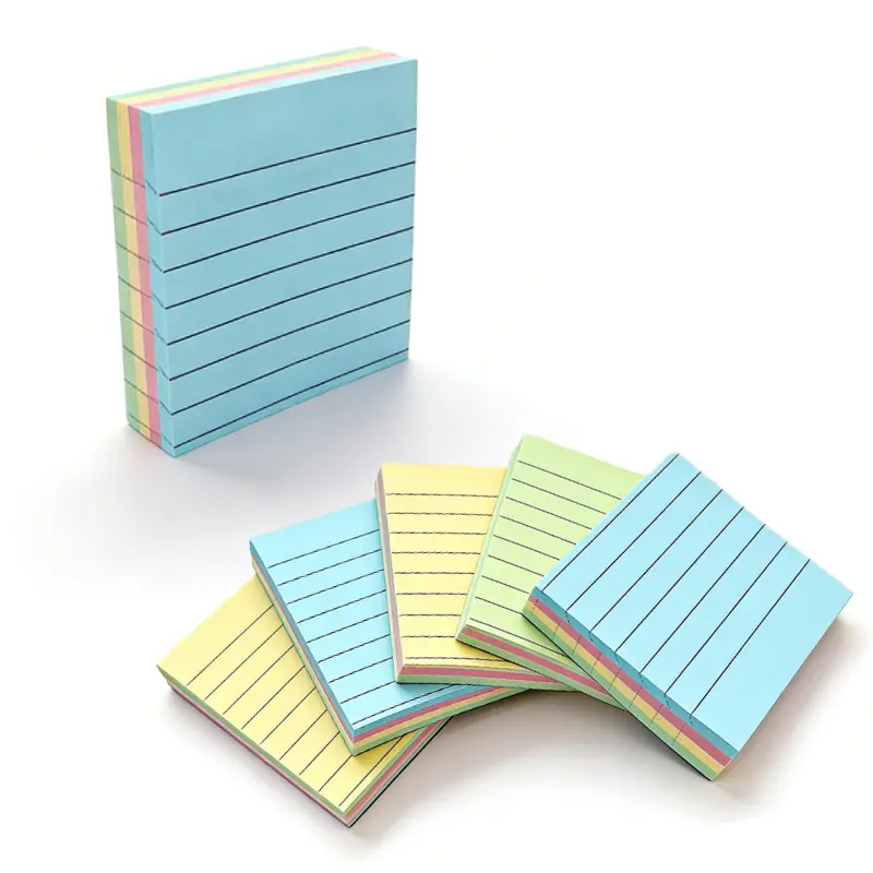 200 Sheets/Pack Reusable Labels Post It Notes With Lines,Note Pads,Pastel Color Sticky Notes, Assorted colors for categorization, Long-lasting Adhesion, Residue-free Glue, Portable & Easy to tear,OfficeSupplies, StudyEssentials, Self Adhesive Label,