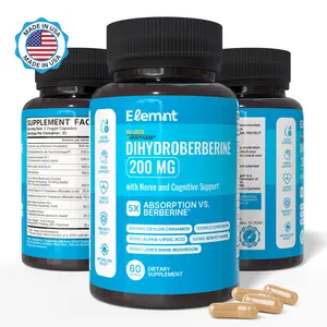 Elemnt Super Berberine 200mg Dihydroberbeine GlucoVantage with 10:1 Ceylon Cinnamon Alpha Lipoic Benfotiamine Lions Mane Mushroom Fenugreek Chromium Bitter Melon for Health