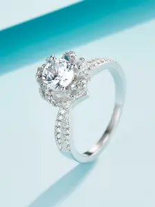 Iced Chics 1pc Hip-hop Flower Bridal Engagement Ring, A Must-have for Weddings, Dates and Gifts, A Good-looking Oversized Synthetic Zircon Rose Flower Ring，unisex, Engagement Ring Accessories