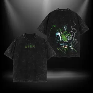 Men's Doctor Doom Print T-Shirt - Short-Sleeve, Casual, Heavyweight Cotton, Classic Straight Regular Fit, Seamless, Floral & Epic Panther Designs, Retro Oversized, Christmas Gift for Movie Fans, Fashion Menswear