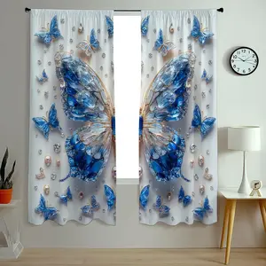 Butterfly Pattern Curtain, Modern Simple Digital Printing Curtain, Home Decoration for Kitchen, Living Room, Bedroom, Attic, Window Curtain