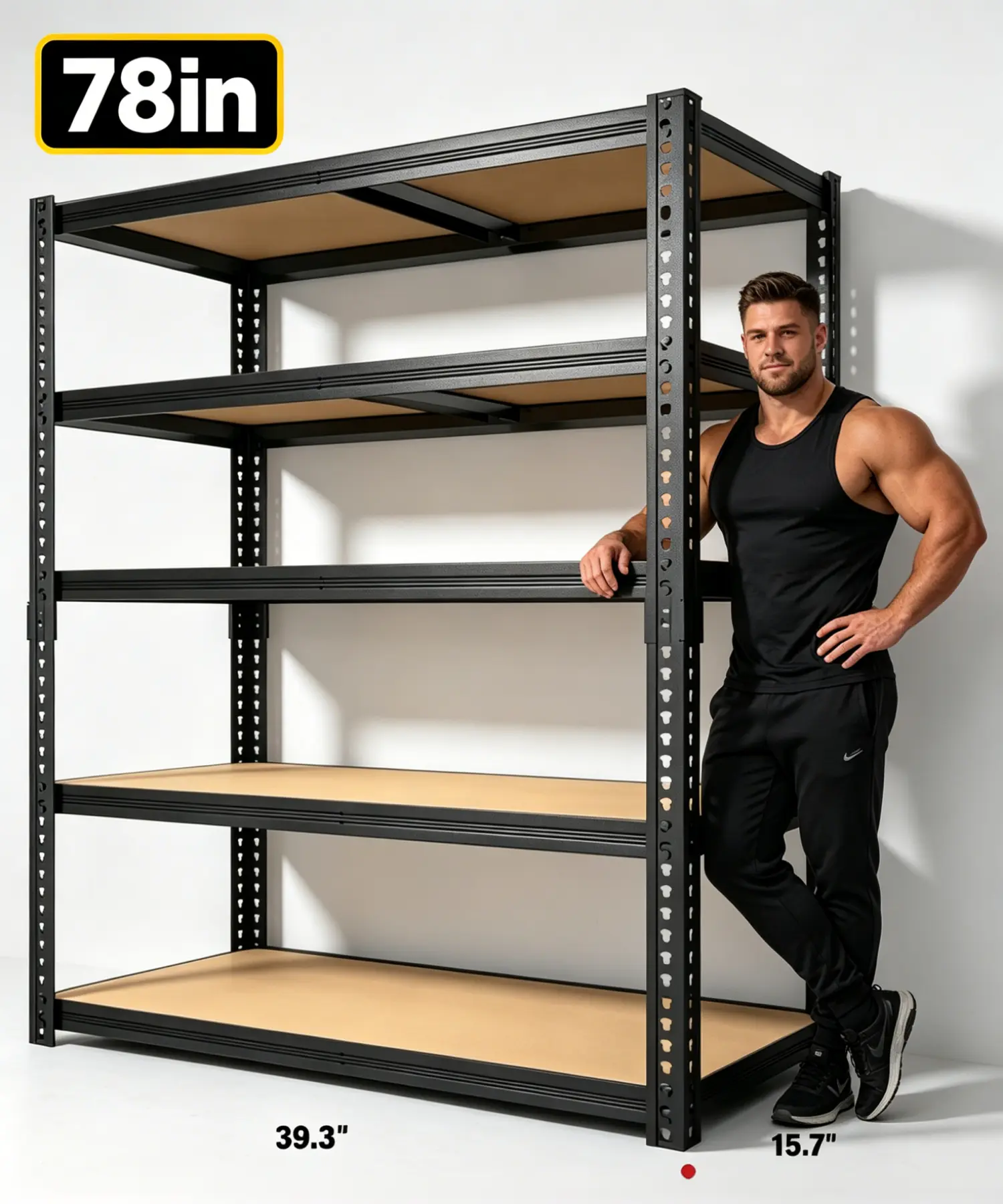 Metal 5-Tier Adjustable Shelves Large Frame Heavy Load Multifunctional Shelving Unit - Indoor Furniture Storage Rack for Warehouses, Garages, Shelf, Industrial Look