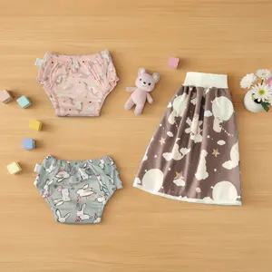3pcs Soft Breathable Training Pants + Baby Cloth Diaper Skirt, Toilet Training Design, Suitable for 0-3 Years, Washable, Prevents Nighttime Leakage