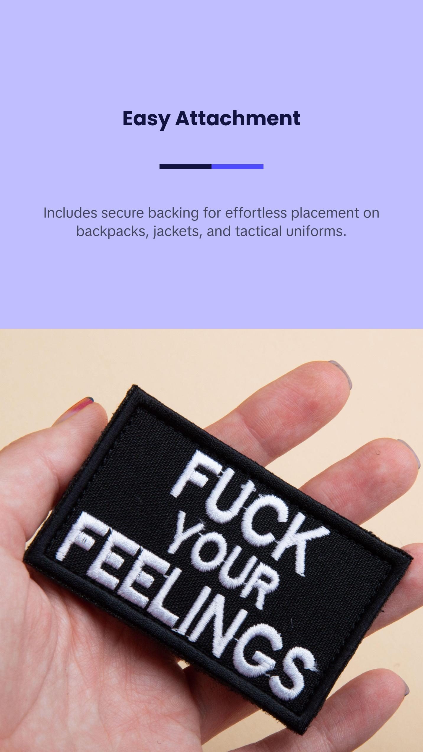 Set of 2 Tactical Patches Fuck Your Feelings Embroidered Hook & Loop Patches