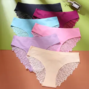 Underwear for Women Lace No Show Bikini Soft Breathe Seamless Panties Ladies Sexy Hipster Set 5 Pack