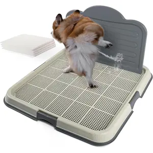 Male  Pee Pad Holder with High Wall, 23.5"x23.5" Indoor Potty Tray for Medium/Large Dogs,  Large  Pad Holder with Splash Guard, Includes 4 Pee Pads, Anti-Slip & Easy to Clean