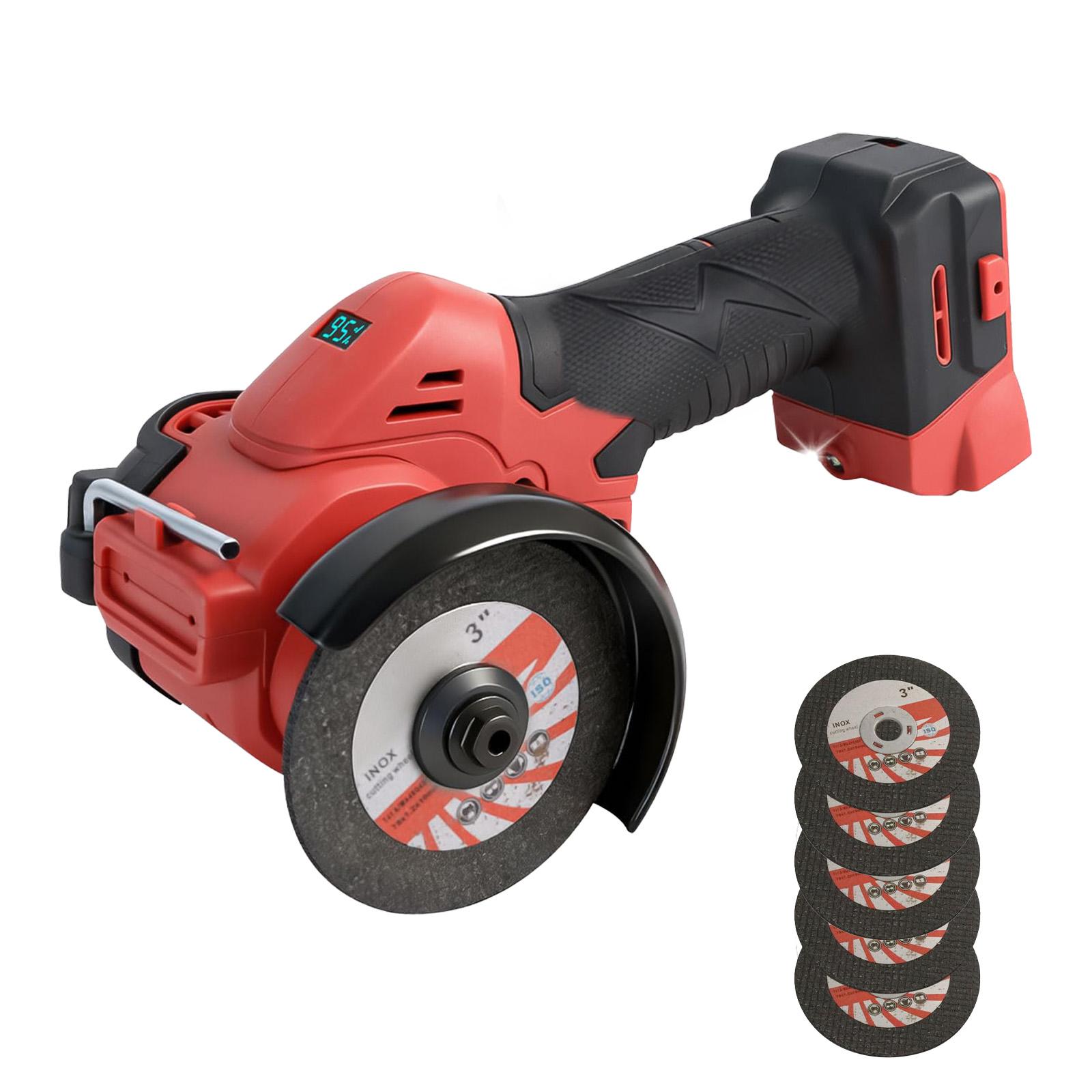 3" Cordless Cut Off Tool Brushless, Compact Angle Grinder with 5 Blades, LED Light, Dust Cover for  Wood Tile Plastic
