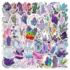 50pcs Gem Crystal Series Graffiti Stickers, Waterproof Self Adhesive Decor Paper, Decor Sticker for Gift Greeting Card Water Bottle Laptop Phone