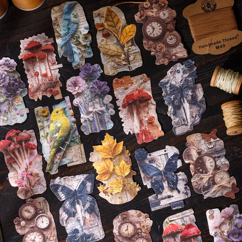Vintage Patchwork Art Series Sticker Pack, Sticker Sheets, Floral Pattern Sticker, Handmade Journal Supplies, DIY Scrapbook Cards, Photo Frames, Creative Stationery