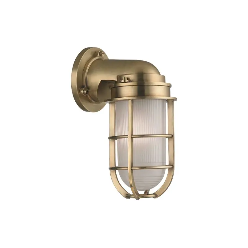 Carson Sconce - Nautical Bulkhead Design in Aged Brass or Polished Nickel, Indoor/Outdoor Lighting