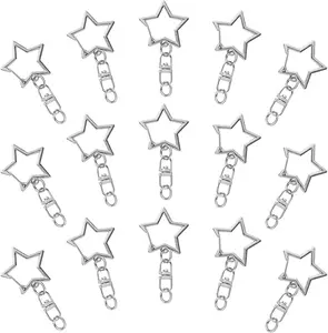 60Pcs Star Shaped Spring Snap Keychain Clip, Metal Swivel Clasp Snap Hook Key Ring with Chain Hanging Buckle with Open Jump Ring Connector for DIY Crafts Key Ring Making,Keychain Accessories