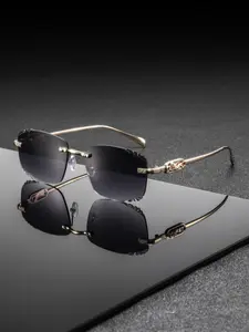 Men's Metal Frameless Diamond Cut Leopard Leg Decorative Eyeglasses, High-End Classic Elegant Trendy Versatile Fashion Glasses