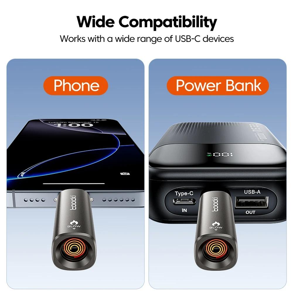 Unisex Modern USB-C Mini Electric Lighter - Plug&Play, Blow-to-Light, Flameless, Windproof, Fast Ignition with Tungsten Wire, Smart Auto-Off, Overheat Prevention, Universal Power for Camping & Hiking, Outdoor Camping, Prevents Overheating