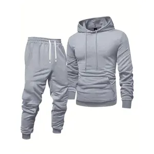 Customer Favorite: Men's Casual Sports Set - Long Sleeve Hoodie and Drawstring Sweatpants, Solid Color, Polyester, Machine Washable - Perfect Choice for Spring/Autumn