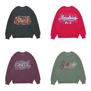 Full 12 Zodiac Sign Sweatshirt – Astrology Lover Gift, Unisex Horoscope Crewneck Gift for Black, Military Green, Red, Maroon Color
