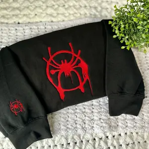 Mile morales spider sweatshirt Crewneck Unisex Embroidered Casual