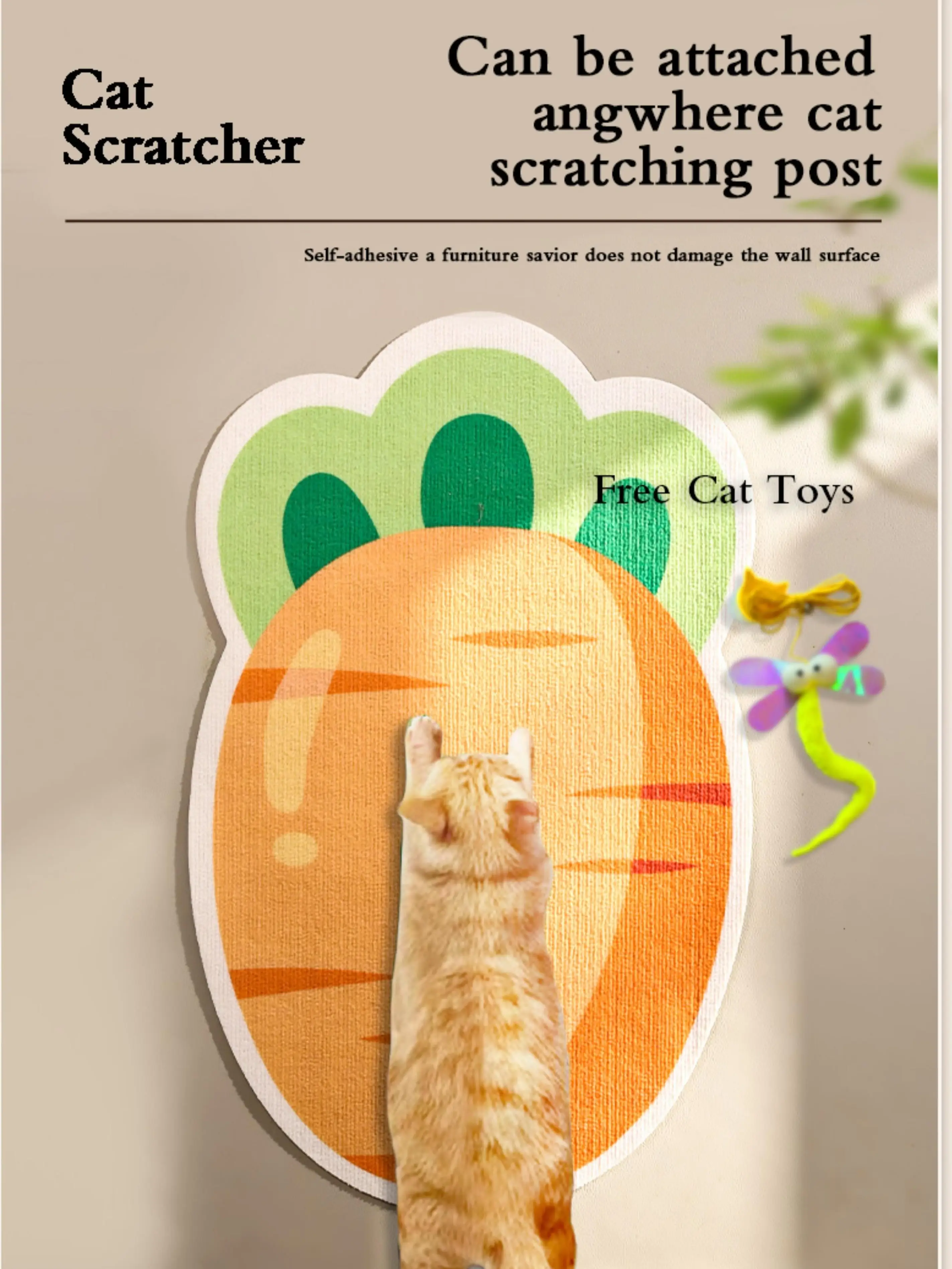 【Buy 1, Get Free Toy!】 Wall mounted cat scratch pad, Cat cat paw grinding tool,Cat Tree Tower, wear-resistant and scratch resistant,Scratch Resistant