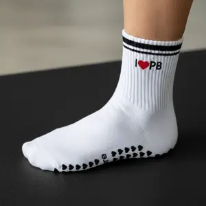 I LOVE PB White Grip Socks