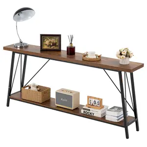 VEVOR Narrow Console Sofa Table,  70.9 inches Behind Couch Table, 2-Tier Long Entryway Table and Skinny Hallway Table, Narrow Sofa Table with Metal Frame, for Entryway, Hallway, Living Room & Bedroom