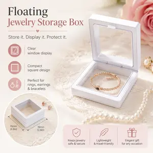 30 Floating Display Boxes, Dustproof Jewelry Packaging, Dustproof Organizer Boxes, Transparent Hanging Storage Box for Necklaces, Bracelets, Rings, Earrings, with Elastic Films