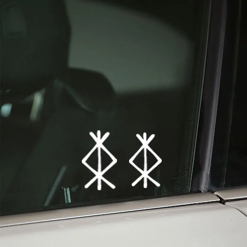 2PCS/SET Nordic Rune Style Car Sticker for Car Windows, Highlight Cultural Mysterious Style, Inject Symbol Faith DNA into Your Car, Trendy Decoration Maximizes Your Car's Uniqueness, Sticker for Cars, Cool Car Decoration, Sticker Decals, Automotive Decals