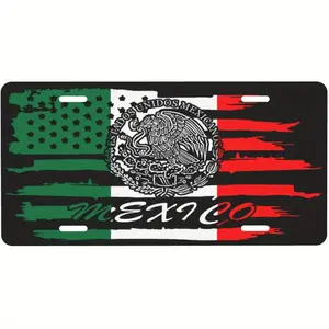 Mexico Flag License Plate, Front License Plate- Aluminum- 6X12-Inch Polished Metal Standard Plate, Easy to Install, Men'S/ Women'S Car Plate, Car Trim Accessories, License Plate Decor, for Decor Only