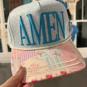 Amen Hat with Colorful Embroidery and Patchwork Design