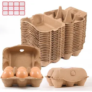 40 Pack Half Dozen Egg Cartons Bulk 6 Count, Empty Natural Paper Pulp Egg Cartons Reusable, Strong Sturdy Design Made from Natural Cardboard.