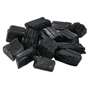 Black Tourmaline Crystals Rough Stone in Bulk, 1/2lb Regular Pieces Turmalina Negra Piedra Originales, Large Black Tourmaline Crystal Healing Stones for Protection