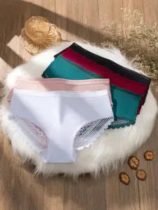New Women's Lace Low-Waist Briefs Panties, Plain Fashion Casual High-Quality Hollow Out Floral Underwear, Comfortable Breathable, 5 Pack