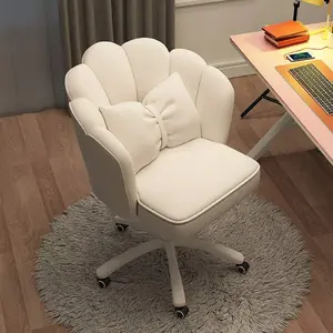 Cute Petal Office Desk Chair, Modern Fabric Home Butterfly Chair, Height Adjustable Makeup Vanity Computer Chair for Bedroom