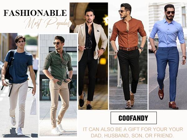 COOFANDY Men Classic Fit Dress Pant Casual Wrinkle Flat Front Pant Stretch Suit Pant