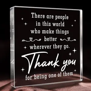 Acrylic Square Thank You Decorative Figurine Gift, Acrylic Desktop Decoration, Elegant Home Decoration, Perfect Present for Special Occasions, Unique Artistic Design