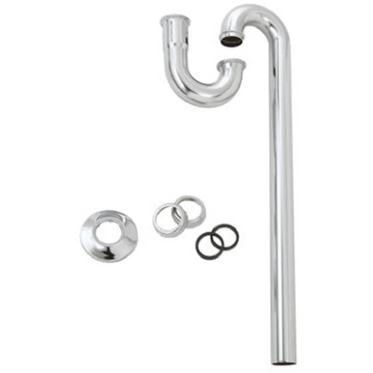 212 MAIN Chrome Brass Lavatory S-Trap Floor Drain (1-1/4x20 in) - Master Plumber-Grade Brasscraft Modern Plate Drain, Indoor Bathroom Fixture Accessory with Nuts, Washers, Flange, Includes Parts for Drainage, Durable, Easy to Use, Affordable Prices, 1-1/4