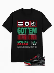 Men's Classic Cotton Short-Sleeve T-Shirt - Black, Matching Copped Sneakers, Compatible with Spizike Low OG
