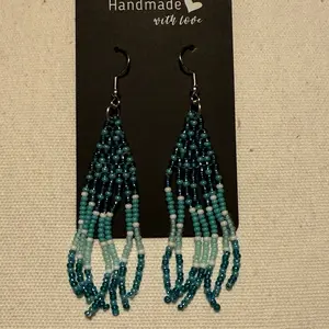 Brick stitch beaded fringe earrings