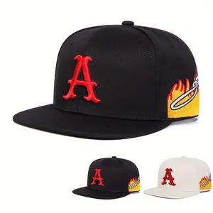 Unisex Letter A Embroidered Side Flame Hip Hop Hat Outdoor Sport Adjustable Sunscreen Leisure Hat Spring Autumn Travel Tourism Beach Vacation