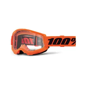 100% Strata 2 Jr Goggles - Neon Orange Frame - Clear Lens