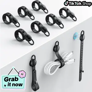 OMOTON 10Pcs Magnetic Silicone Cable Ties, Snap Lock Design, Cord Ties Cord Wrap, Cable Ties Reusable, High Elasticity Cord Wraps for Electrical Cords, Cord Organizer for Earphone, Phone Charger [Spring glow up]