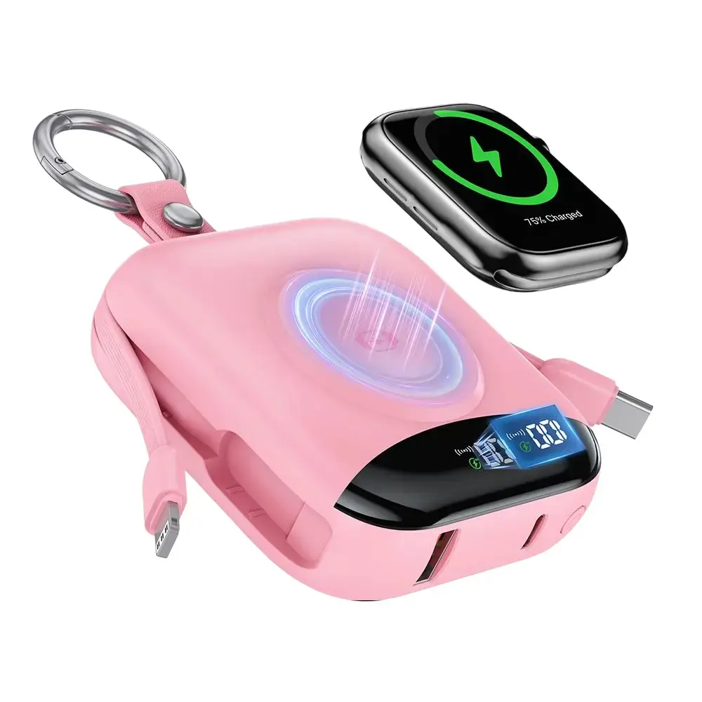 10000mAh Wireless Power Bank 22.5W Fast Charging Built-in Cables Apple Watch Charger for iPhone Samsung Android Travel