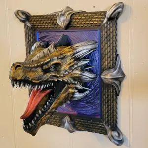 3dprinted dragon Awakening portal wall mounted figure by craftykid3d