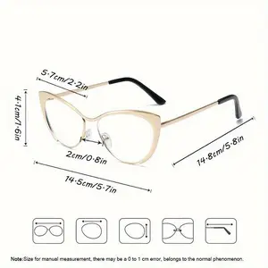 Aeropostale Women's Retro Punk Golden Cat-Eye Anti-Blue Light Glasses Square Eyeglass Frame for Computer Gaming Daily Wear Parties