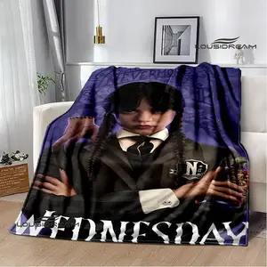 Lousidream American Drama Wednesday Addams Print Blankets Flange Warm Blanket Picnic Throw for Beds Birthday Gift