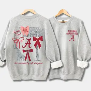 Coquette 2 Side Alabama Football Sweatshirt, Retro Alabama Sport College Shirt, Unisex Hoodie Gift Top for Men, Women