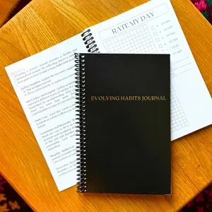Evolving Habits Journal B Rated Stock Customizable 84 Pages Year in Pixels Goal Travel Diary Notebook with Silk Text Paper