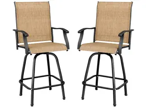 Devoko Patio Bar Stools Set of 2 All-Weather Outdoor Patio Furniture Set Counter Height Tall Patio Swivel Chairs for Bistro, Lawn, Garden, Backyard